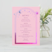 Mystieke Roze Paarse Zon Maan Sterren Huwelijk Menu (Staand voorkant)