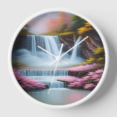 Mystieke Roze Waterval Wandklok (Voorkant)