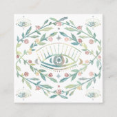 Mystieke Rozen Wijnstokken Magische Boho QR-code Vierkante Visitekaartje (Voorkant)