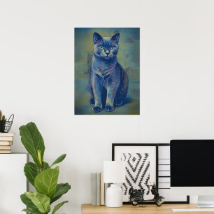 Mystieke Russische Blauwe Kat Poster