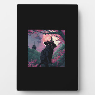 Mystieke Sakura Black Cat Witch Pet voor Halloween Fotoplaat