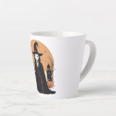 Mystieke Salem Zwarte Kat met Pompoenen Latte Mok (Rechterhoek)