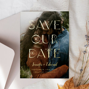 Mystieke Save The Date Typografie Folie Uitnodiging