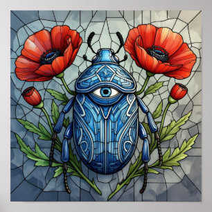 Mystieke Scarabee Kever Allesziend Oog Klaproos Bl Poster