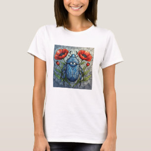 Mystieke Scarabee Kever Allesziend Oog Klaproos Bl T-shirt