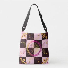 Mystieke schaakbord bloemrijke mandala crossbody tas