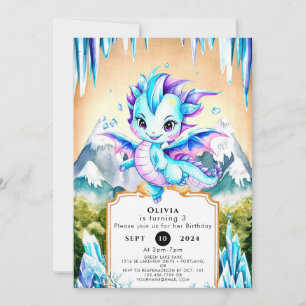 Mystieke Schattigee Ice Dragon Verjaardag Kaart