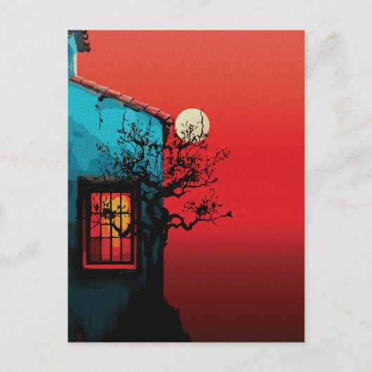 Mystieke schemering raam scène briefkaart (Voorkant)