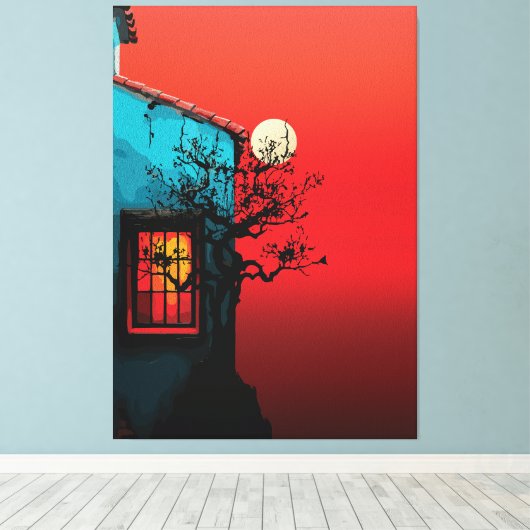 Mystieke schemering raam scène canvas afdruk (Insitu (Houten vloer))