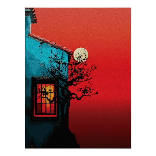 Mystieke schemering raam scène perfect poster (Voorkant)