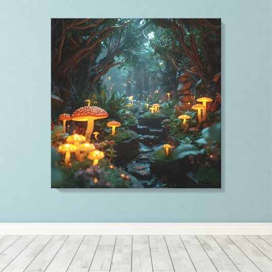 Mystieke schimmels Poster - Fairy Tale Forest Deco Canvas Afdruk (Insitu (Houten vloer))