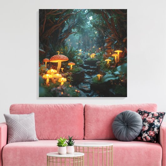 Mystieke schimmels Poster - Fairy Tale Forest Deco Canvas Afdruk (Insitu (Woonkamer))