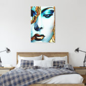 Mystieke Schoonheid Gouden Godin Ai Kunst Canvas Afdruk (Insitu (Slaapkamer))