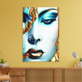 Mystieke Schoonheid Gouden Godin Ai Kunst Canvas Afdruk (Insitu (Woonkamer))