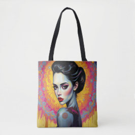 Mystieke schoonheid in kosmische gloed tote bag
