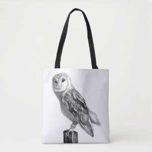 Mystieke schuur uil potlood tekening" tote bag