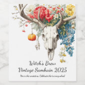 Mystieke seizoenen | Samhain Witchy Design Wijn Etiket (Enkel label)