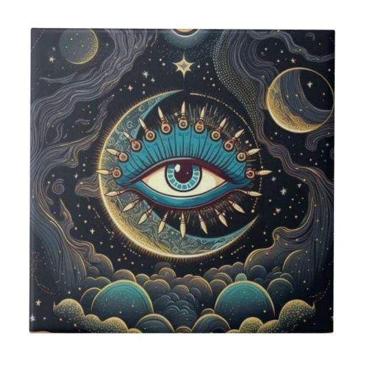 Mystieke Single Eye in de Galaxy Keramische Tegels Tegeltje (Voorkant)