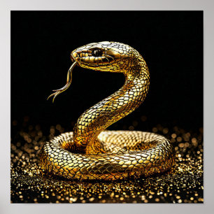Mystieke Slang Gouden Esthetische Moderne Decorati Poster