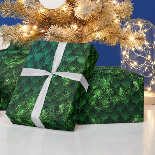 Mystieke Smaragd Fantasie Groen Draak Schub Patroo Cadeaupapier (Feestdagen)