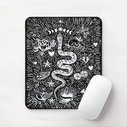 Mystieke Snake Maan Wit Mousepad Muismat (Met muis)