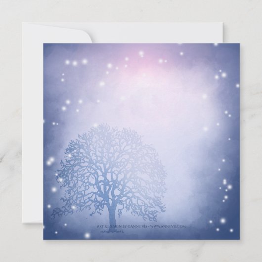 Mystieke Sneeuw Winter Uitnodiging Na Trouwen (Achterkant)