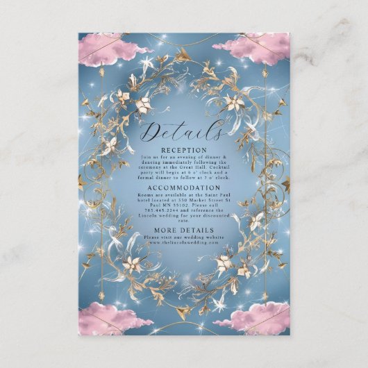 Mystieke Sparkly Sky Wedding Informatiekaartje (Voorkant)