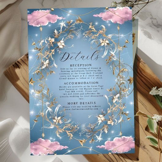Mystieke Sparkly Sky Wedding Informatiekaartje