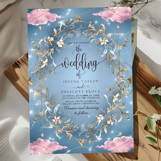 Mystieke Sparkly Sky Wedding Kaart