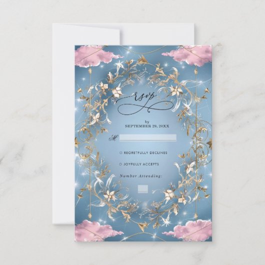 Mystieke Sparkly Sky Wedding RSVP Kaartje (Voorkant)