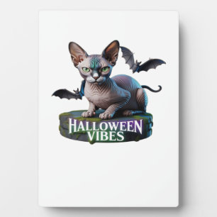 Mystieke Sphynx Kat Halloween Aura Klassiek T-shir Fotoplaat