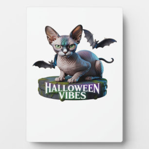 Mystieke Sphynx Kat Halloween Aura Klassiek T-Shir Fotoplaat