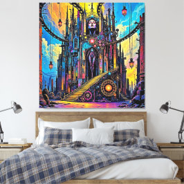 Mystieke Steampunk kathedraal Canvas Afdruk
