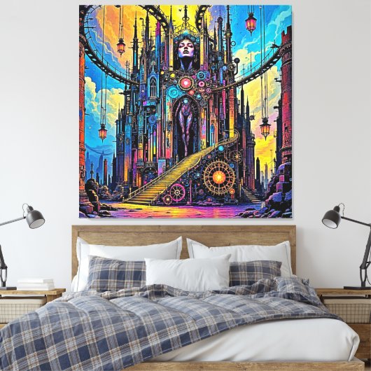 Mystieke Steampunk kathedraal Canvas Afdruk (Insitu (Slaapkamer))