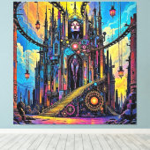 Mystieke Steampunk kathedraal Canvas Afdruk (Insitu (Houten vloer))