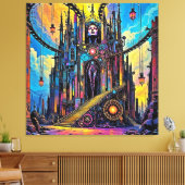 Mystieke Steampunk kathedraal Canvas Afdruk (Insitu (Woonkamer))