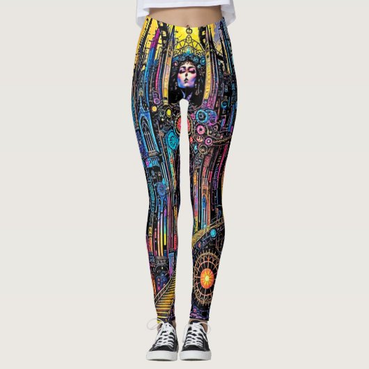 Mystieke Steampunk kathedraal Leggings (Voorkant)