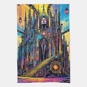 Mystieke Steampunk kathedraal Theedoek