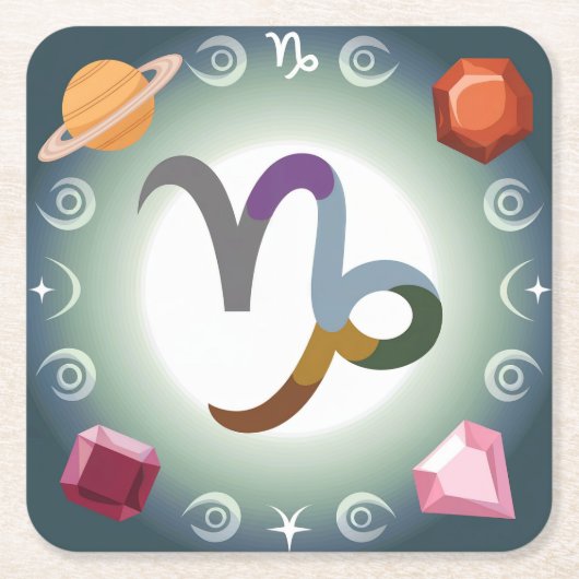 Mystieke Steenbok Zodiac Onderzetter Set (Voorkant)