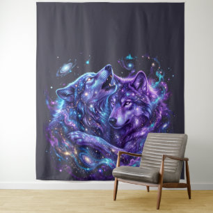 Mystieke sterrenstelsel wolf Kunst-ruimte wolf wan Wandkleed