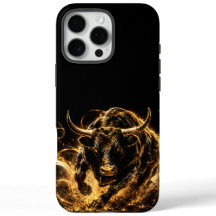 Mystieke Stier van Vuur Zwart&Goud Telefoon Hoes