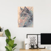 Mystieke  stijl kat kunst poster (Thuiskantoor)