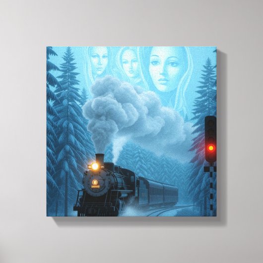 Mystieke Stoomtrein met Beschermer Canvas Afdruk (Voorkant)