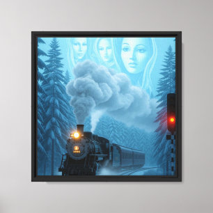 Mystieke Stoomtrein met Beschermer Canvas Afdruk