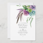 Mystieke Succulent QR Code RSVP Boheemse Bruiloft Kaart (Voorkant)