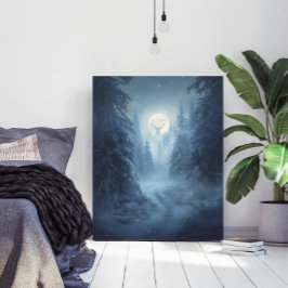 Mystieke Surrealistische Besneeuwde Bos Kunstprint Poster
