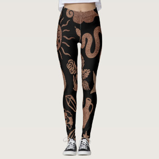 Mystieke symbolen: slang, zon, maan. leggings
