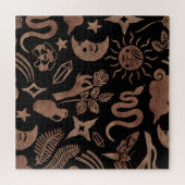 Mystieke symbolen: slang, zon, maan. legpuzzel (Horizontaal)