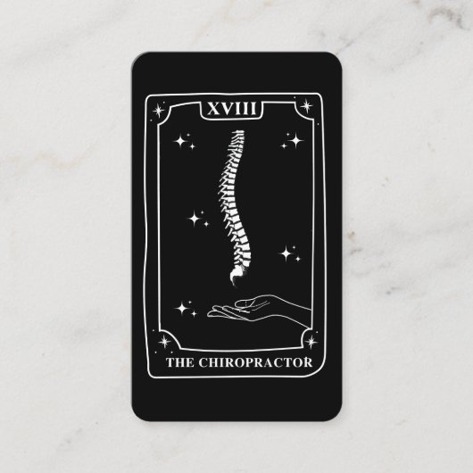Mystieke Tarot Kaart Zwart-wit Chiropractor Visitekaartje (Voorkant)