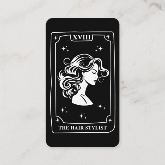 Mystieke Tarot Kaart Zwart-wit Haar Stylist Visitekaartje (Voorkant)